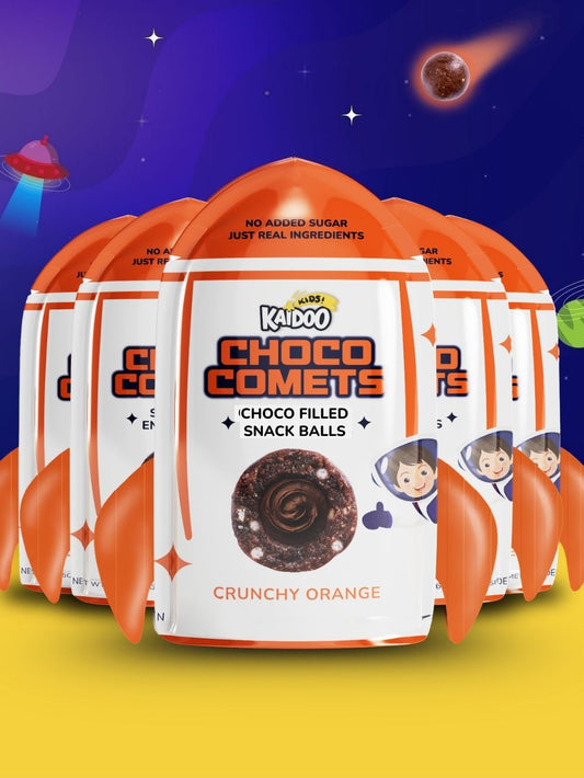Choco Comets Crunchy Orange 6 Pack - Chocolate Filled Snack Balls
