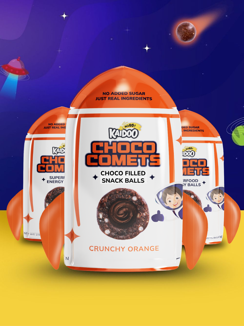 Choco Comets Crunchy Orange - Chocolate Filled Snack Balls – Kaidoo Kids